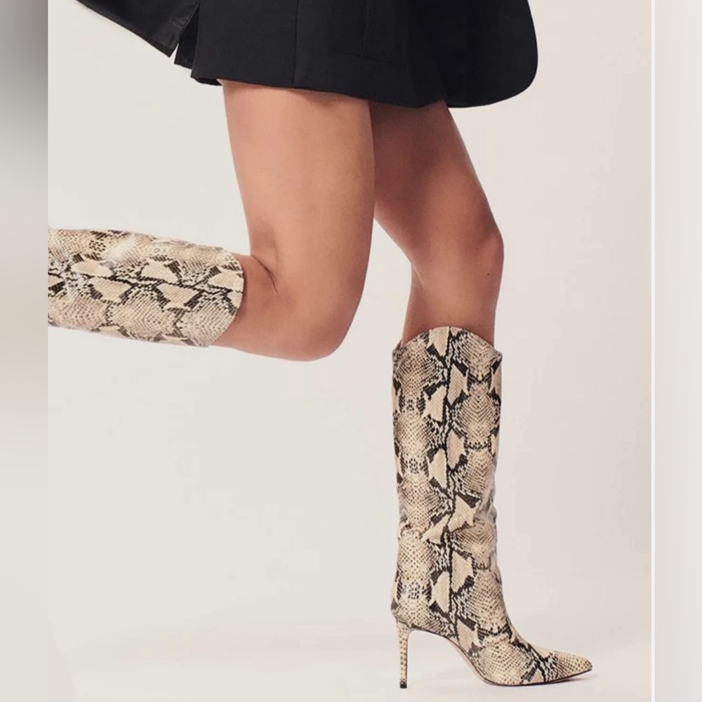 Schutz Maryana Snake Print Knee-High Boots